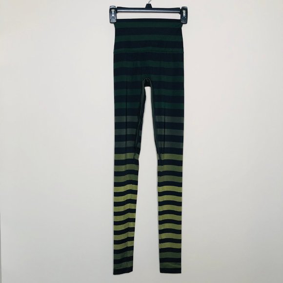 K-DEER Pants - K-DEER | Black & Green Ombre Stripe Leggings XS